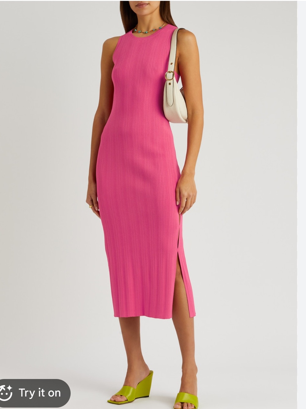 FRAME Cutout Ribbed-Knit Midi Dress Large